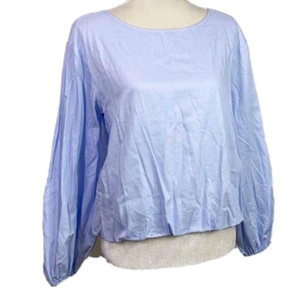 Anthropologie Maeve Long Blue Long Sleeve Bubble Hem Blouse Top xsp.